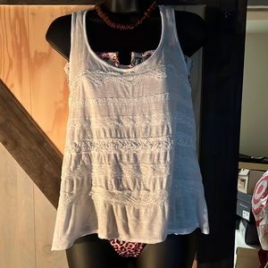 Rewind lace&eyelet white flared Tank